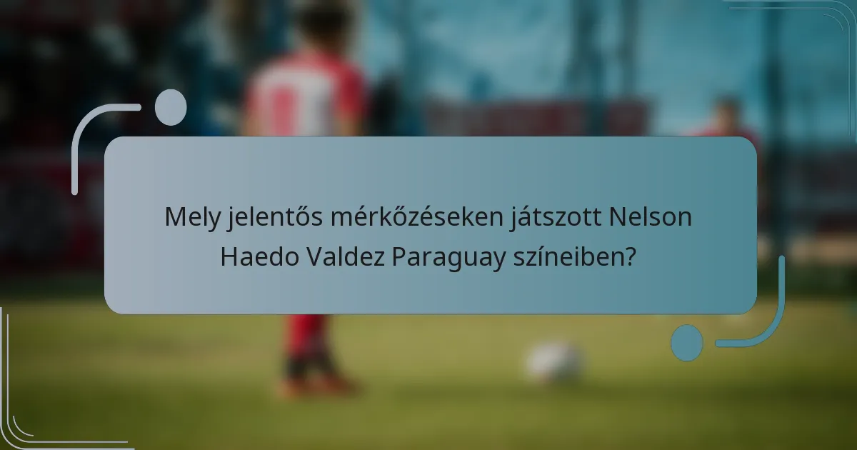 Mely jelentős mérkőzéseken játszott Nelson Haedo Valdez Paraguay színeiben?