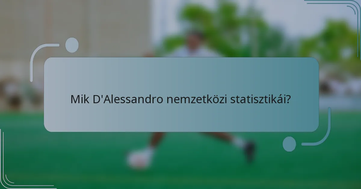 Mik D'Alessandro nemzetközi statisztikái?