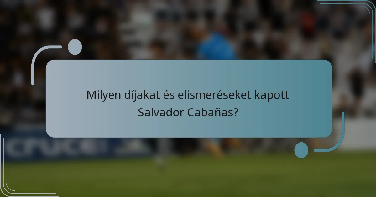 Milyen díjakat és elismeréseket kapott Salvador Cabañas?