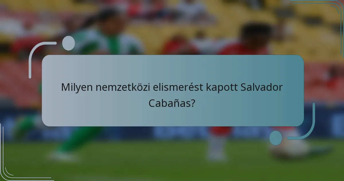 Milyen nemzetközi elismerést kapott Salvador Cabañas?